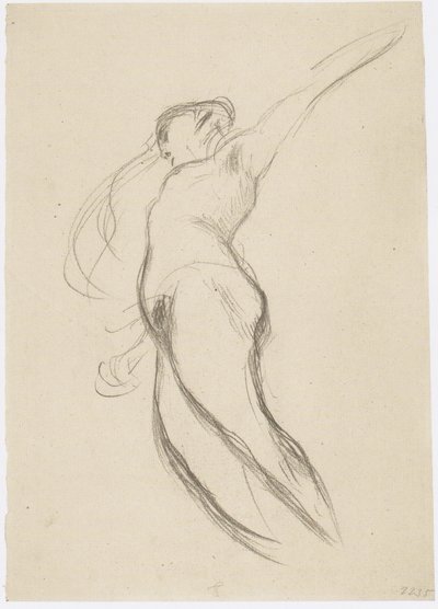 Floating Woman Facing Left with Flowing Hair by Gustav Klimt